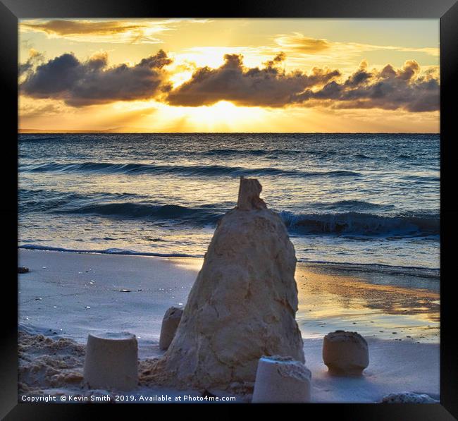 Sandcastle and a sunst Framed Print by Kevin Smith