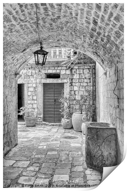 Archway in Kotor Town Montenegro Print by Kevin Smith