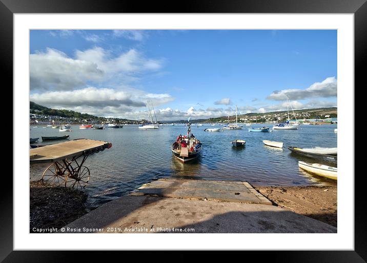 The Ferry approaching Teignmouth from Shaldon  Framed Mounted Print by Rosie Spooner