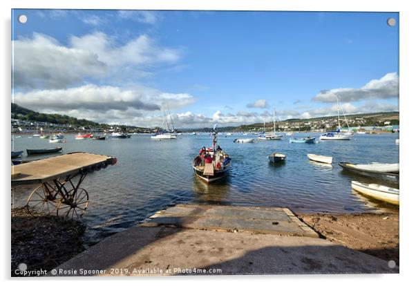 The Ferry approaching Teignmouth from Shaldon  Acrylic by Rosie Spooner