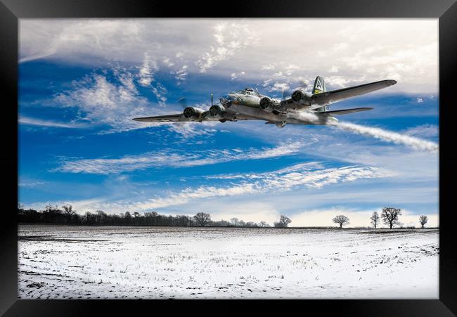 B-17 on a wing and a prayer Framed Print by Gary Eason