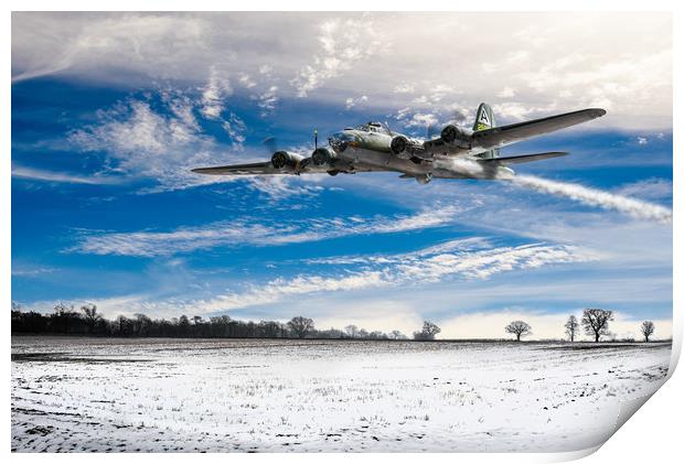 B-17 on a wing and a prayer Print by Gary Eason