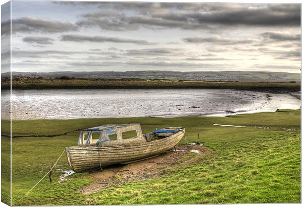 Decaying Boat on Braunton Burrows Canvas Print by Mike Gorton