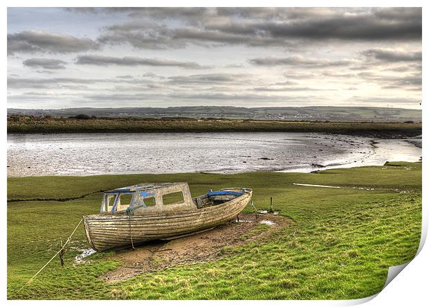 Decaying Boat on Braunton Burrows Print by Mike Gorton