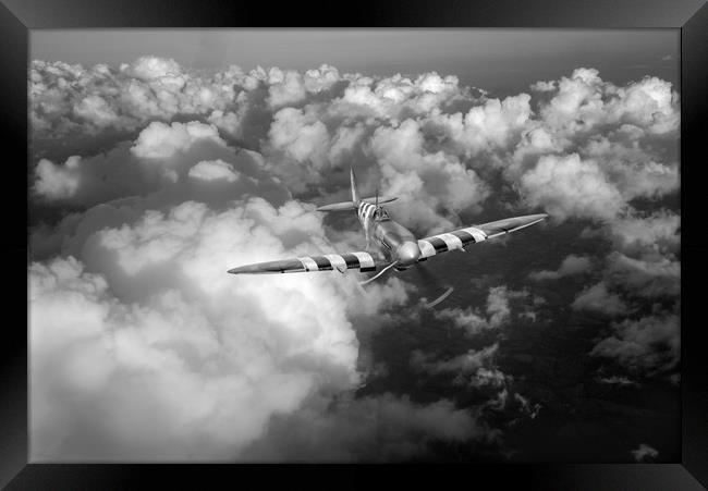 D-Day Spitfire patrol B&W version Framed Print by Gary Eason