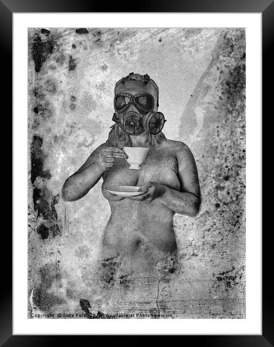 Tea Anybody (Black & White Version) Framed Mounted Print by Inca Kala