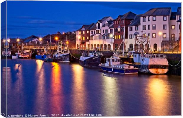 Maryport Harbour at Night Canvas Print by Martyn Arnold