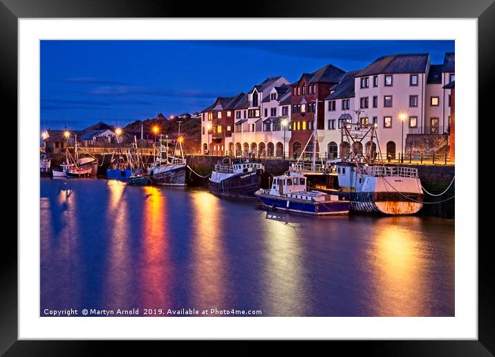 Maryport Harbour at Night Framed Mounted Print by Martyn Arnold
