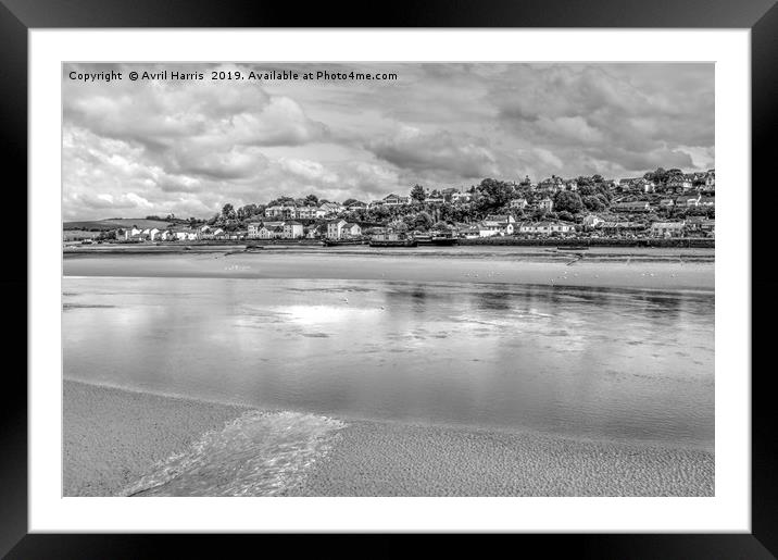 East the Water, Bideford, Devon, Monochrome Framed Mounted Print by Avril Harris