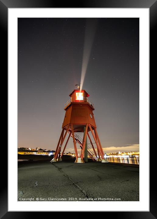 The Herd Lighthouse at Night Framed Mounted Print by Gary Clarricoates