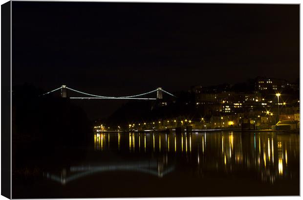 Clifton Suspension Bridge at Night Canvas Print by Brian Roscorla