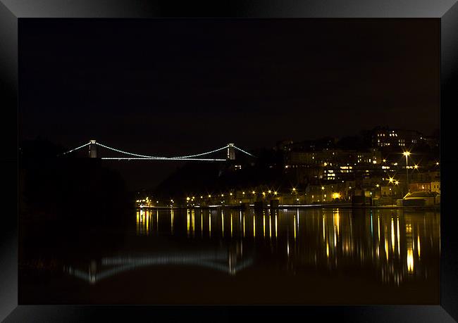 Clifton Suspension Bridge at Night Framed Print by Brian Roscorla