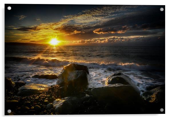 Sun sset South Beach Aberaeron Acrylic by Andrew chittock