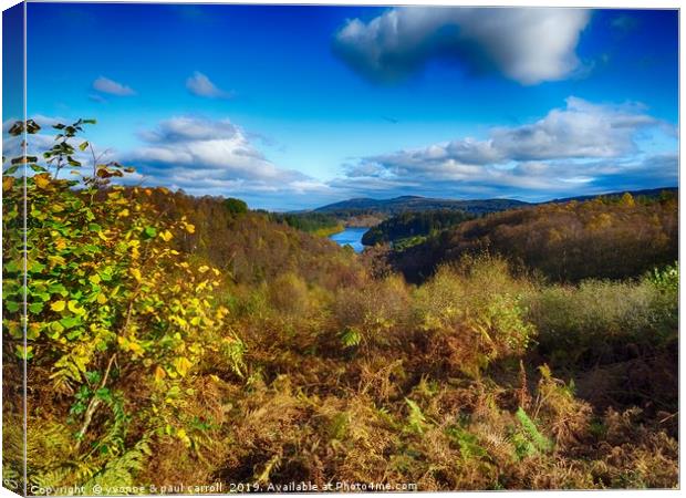 Loch Drunkie surrounded by glowing Autumn colours Canvas Print by yvonne & paul carroll