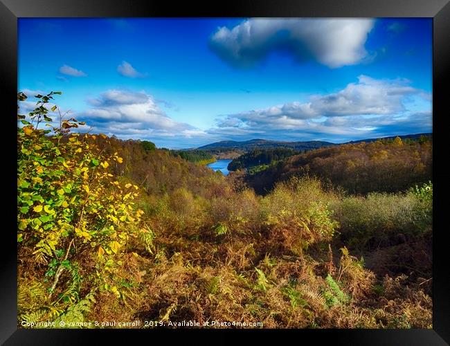 Loch Drunkie surrounded by glowing Autumn colours Framed Print by yvonne & paul carroll