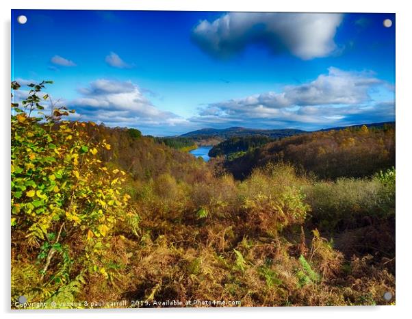 Loch Drunkie surrounded by glowing Autumn colours Acrylic by yvonne & paul carroll