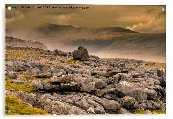 Erratics and Whernside Acrylic by Peter Stuart