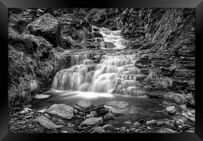 Grindsbrook Clough Waterfalls                      Framed Print by Darren Galpin
