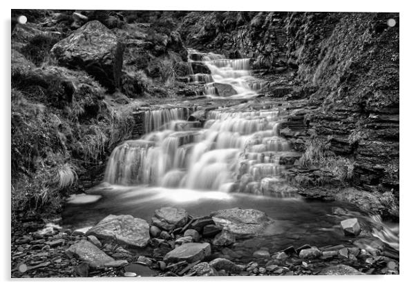 Grindsbrook Clough Waterfalls                      Acrylic by Darren Galpin