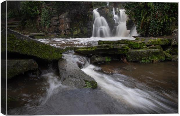 The small waterfall at Penllergare Valley Woods Canvas Print by Bryn Morgan