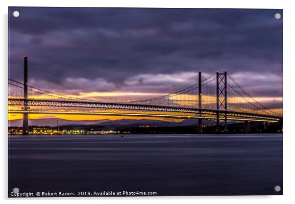 The Forth Road Bridge at Golden Hour Acrylic by Lrd Robert Barnes