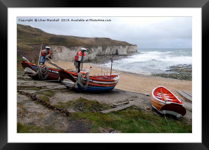 Flamborough Head Yorkshire.  Framed Mounted Print by Lilian Marshall