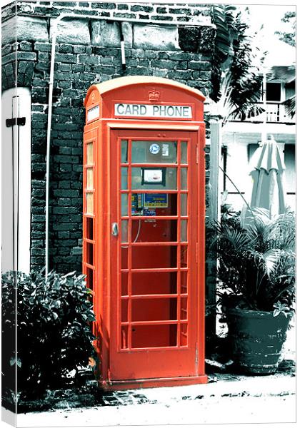 Phone Box - Nelson's Harbour, Antigua Canvas Print by Chris Turner