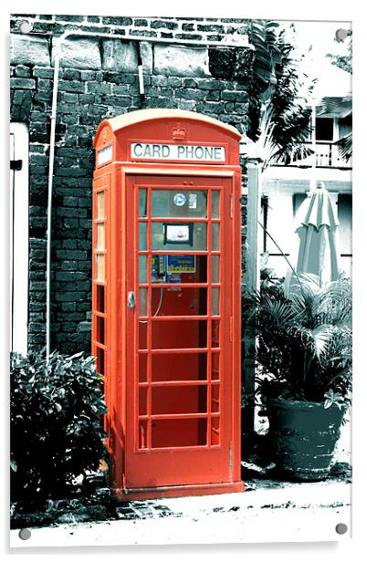 Phone Box - Nelson's Harbour, Antigua Acrylic by Chris Turner