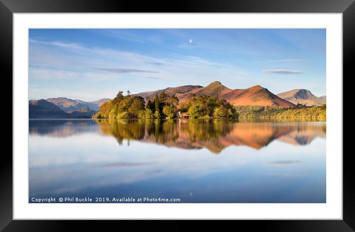 Catbells Moon Framed Mounted Print by Phil Buckle