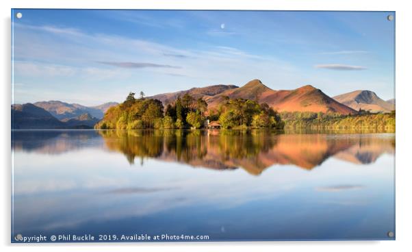 Catbells Moon Acrylic by Phil Buckle