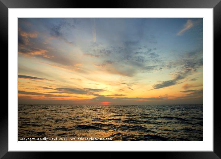 Sunset sea Norfolk coast Framed Mounted Print by Sally Lloyd