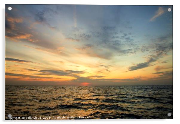 Sunset sea Norfolk coast Acrylic by Sally Lloyd