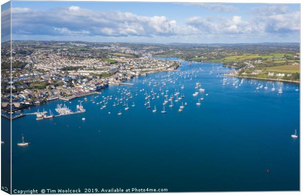 Aerial Photograph of Falmouth, Cornwall, England Canvas Print by Tim Woolcock