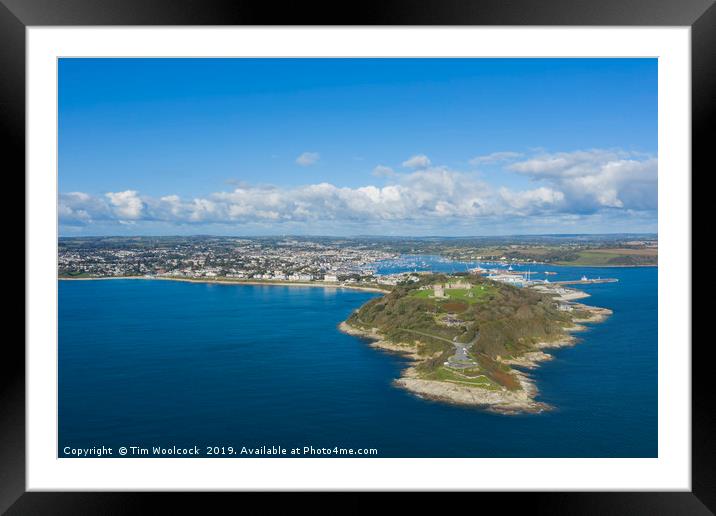 Aerial Photograph of Pendennis Point, Falmouth, Co Framed Mounted Print by Tim Woolcock