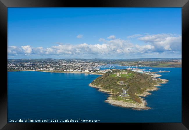 Aerial Photograph of Pendennis Point, Falmouth, Co Framed Print by Tim Woolcock