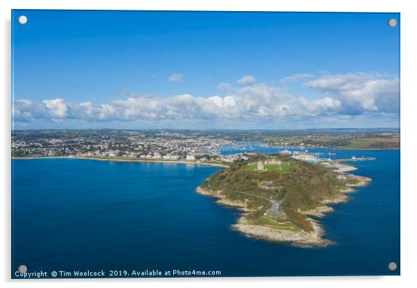 Aerial Photograph of Pendennis Point, Falmouth, Co Acrylic by Tim Woolcock