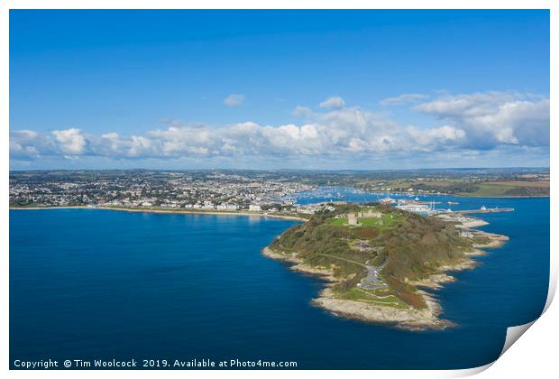Aerial Photograph of Pendennis Point, Falmouth, Co Print by Tim Woolcock