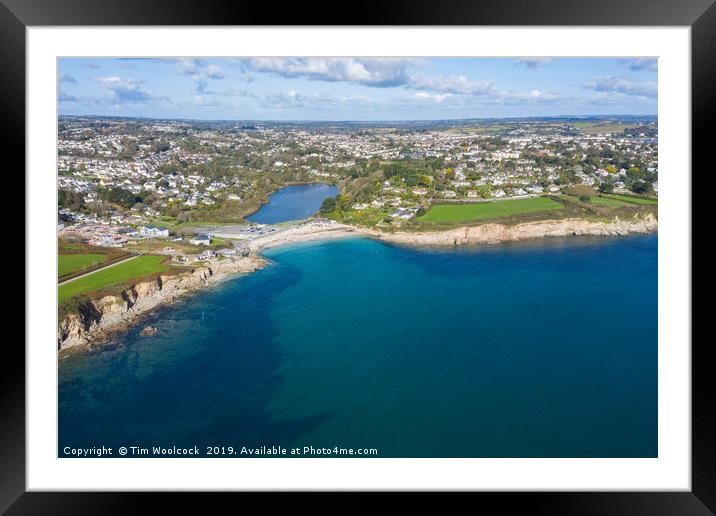 Aerial Photograph of Swanpool, Falmouth, Cornwall, Framed Mounted Print by Tim Woolcock
