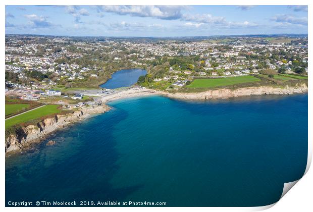 Aerial Photograph of Swanpool, Falmouth, Cornwall, Print by Tim Woolcock
