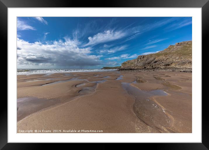 Scallops in the Sand at Mewslade Beach Framed Mounted Print by Jo Evans