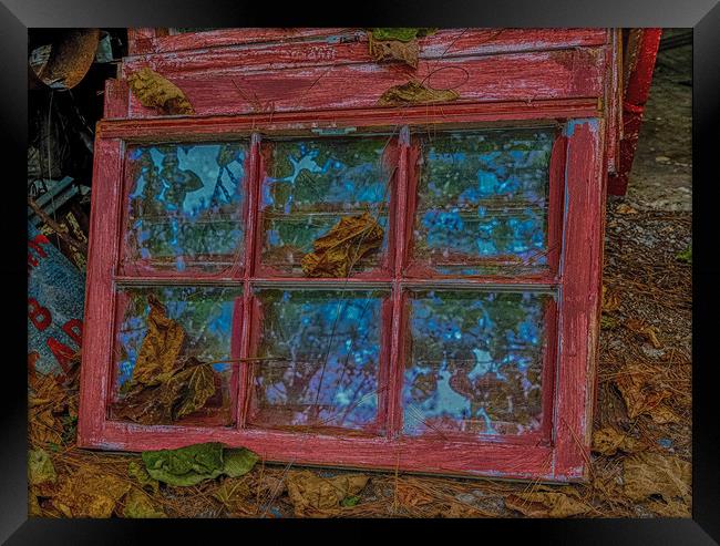 Red Painted Windows Framed Print by Darryl Brooks