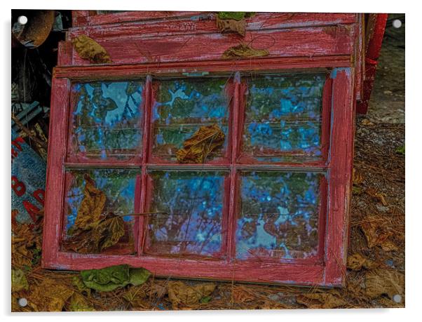 Red Painted Windows Acrylic by Darryl Brooks