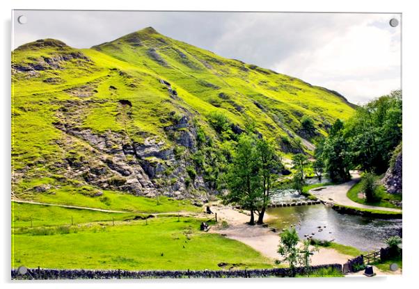 Stepping Stones at Dovedale Acrylic by Darren Burroughs