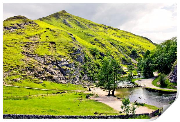 Stepping Stones at Dovedale Print by Darren Burroughs