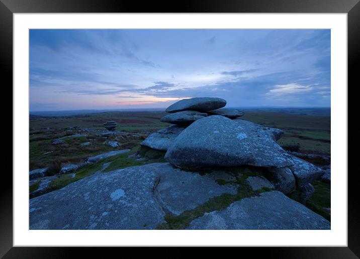 Sunset on Stowes Hill Bodmin Moor Framed Mounted Print by CHRIS BARNARD