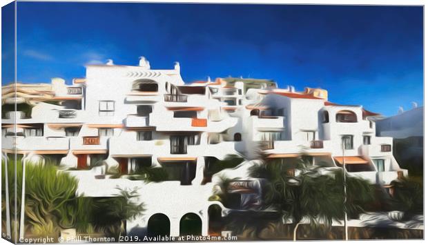Tenerife apartments in Los Gigantes Canvas Print by Phill Thornton