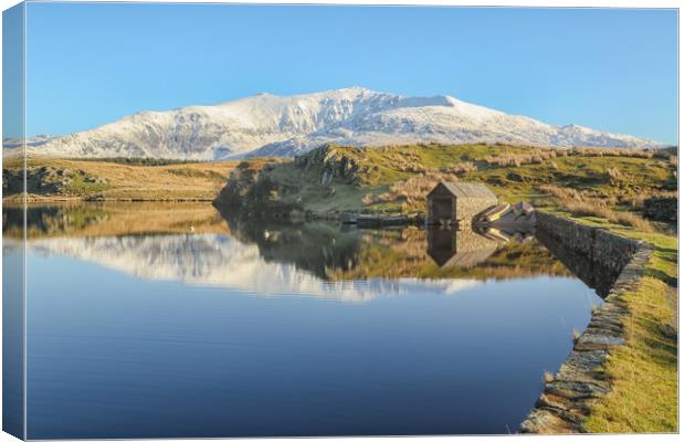 Snowdon and boat house Canvas Print by Jed Pearson