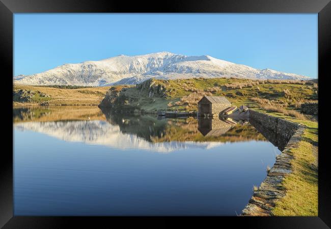 Snowdon and boat house Framed Print by Jed Pearson