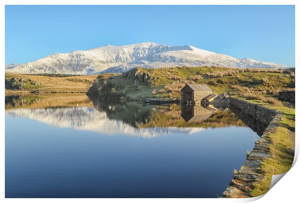 Snowdon and boat house Print by Jed Pearson