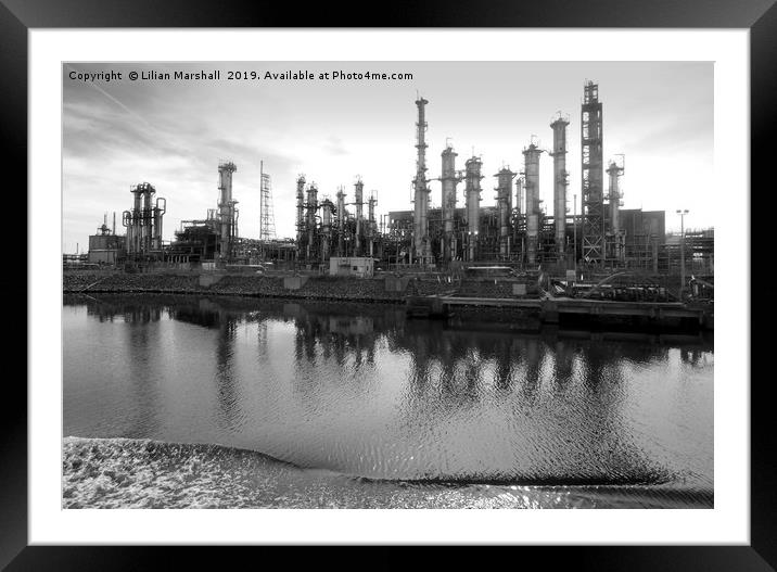 Stanlow Oil Refinery.  Framed Mounted Print by Lilian Marshall